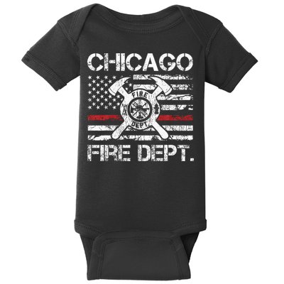 Chicago Illinois Fire Department Thin Red Line Fireman Baby Bodysuit