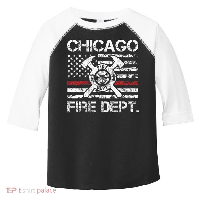 Chicago Illinois Fire Department Thin Red Line Fireman Toddler Fine Jersey T-Shirt