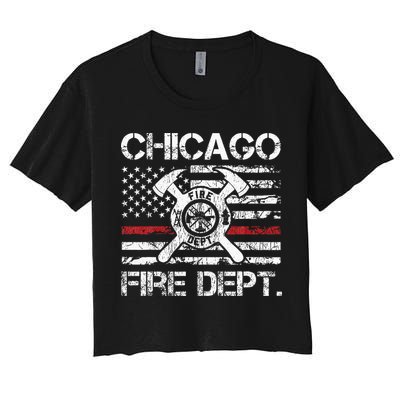 Chicago Illinois Fire Department Thin Red Line Fireman Crop Top