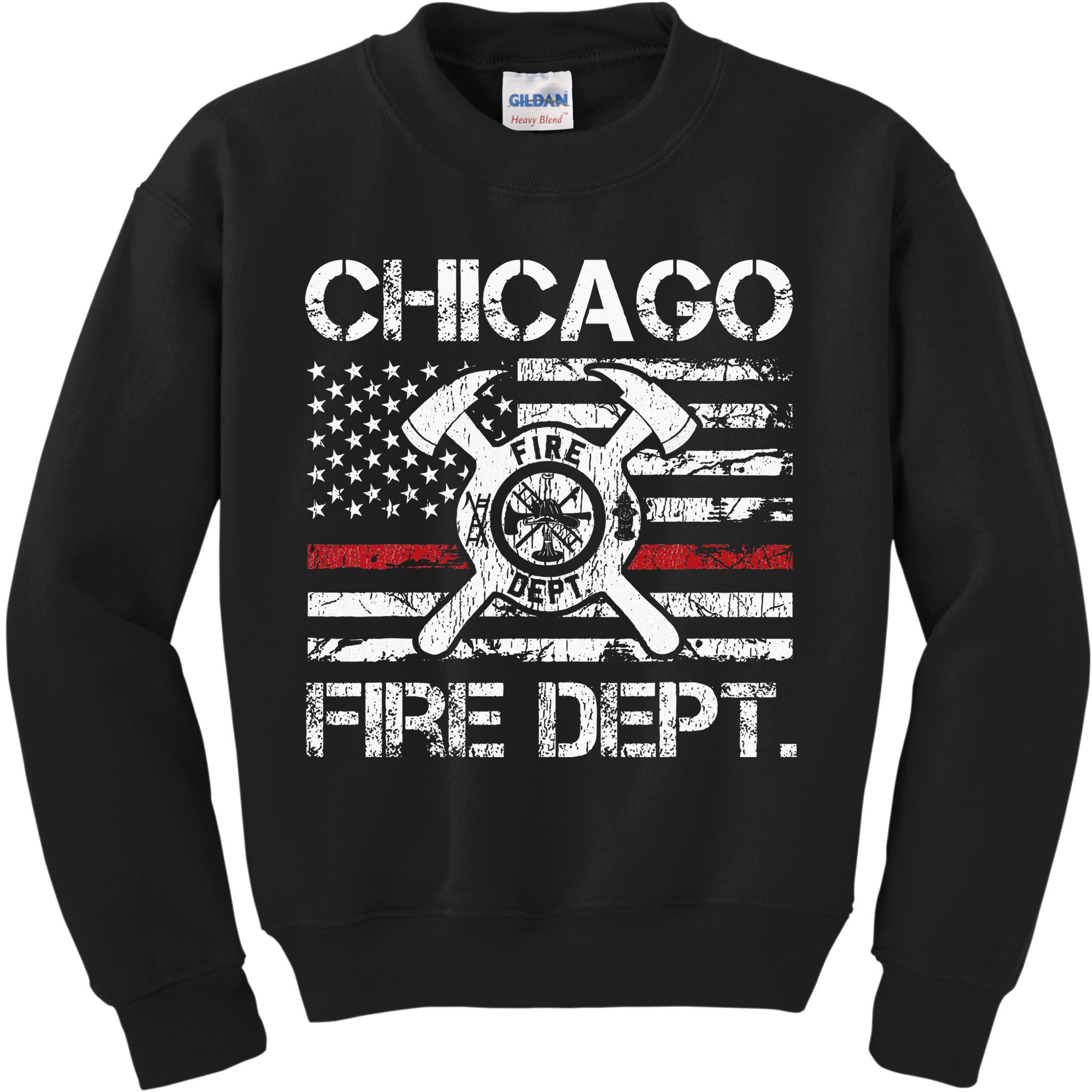 Chicago Illinois Fire Department Thin Red Line Fireman Kids Sweatshirt