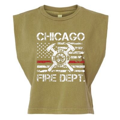 Chicago Illinois Fire Department Thin Red Line Fireman Garment-Dyed Women's Muscle Tee