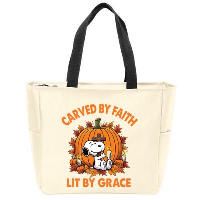 Carving In Faith Lighting With Grace Zip Tote Bag