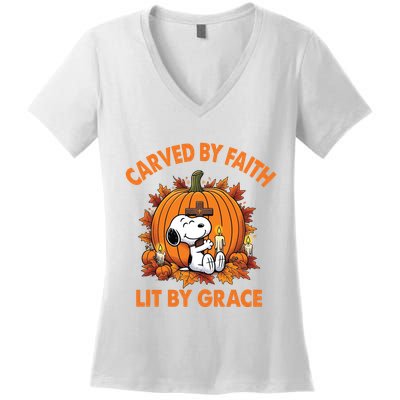 Carving In Faith Lighting With Grace Women's V-Neck T-Shirt