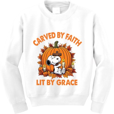 Carving In Faith Lighting With Grace Kids Sweatshirt
