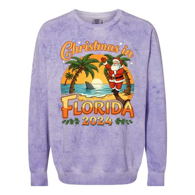 Christmas In Florida 2024 Family Vacation Colorblast Crewneck Sweatshirt