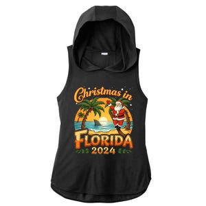 Christmas In Florida 2024 Family Vacation Ladies PosiCharge Tri-Blend Wicking Draft Hoodie Tank