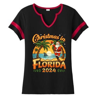 Christmas In Florida 2024 Family Vacation Ladies Halftime Notch Neck Tee