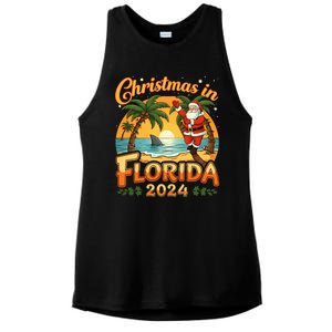 Christmas In Florida 2024 Family Vacation Ladies PosiCharge Tri-Blend Wicking Tank