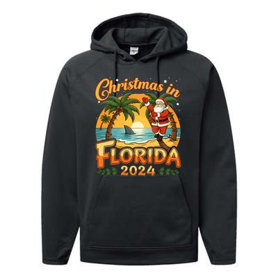 Christmas In Florida 2024 Family Vacation Performance Fleece Hoodie