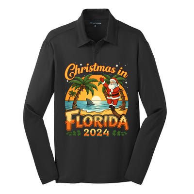 Christmas In Florida 2024 Family Vacation Silk Touch Performance Long Sleeve Polo