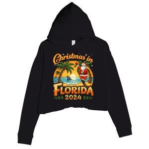 Christmas In Florida 2024 Family Vacation Crop Fleece Hoodie