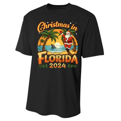 Christmas In Florida 2024 Family Vacation Performance Sprint T-Shirt