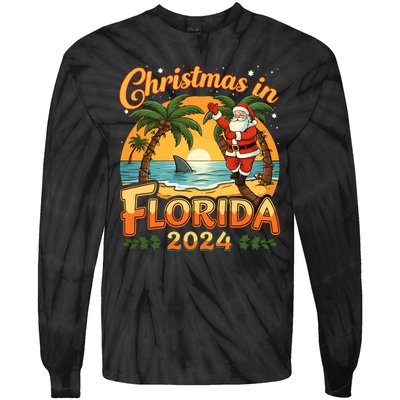 Christmas In Florida 2024 Family Vacation Tie-Dye Long Sleeve Shirt