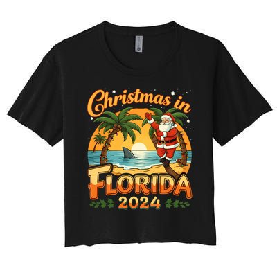 Christmas In Florida 2024 Family Vacation Women's Crop Top Tee