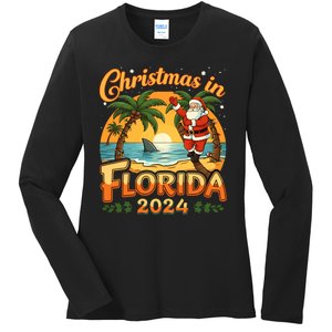 Christmas In Florida 2024 Family Vacation Ladies Long Sleeve Shirt