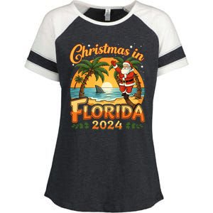 Christmas In Florida 2024 Family Vacation Enza Ladies Jersey Colorblock Tee