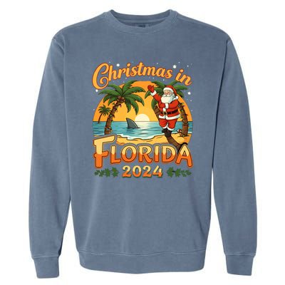 Christmas In Florida 2024 Family Vacation Garment-Dyed Sweatshirt