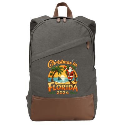 Christmas In Florida 2024 Family Vacation Cotton Canvas Backpack