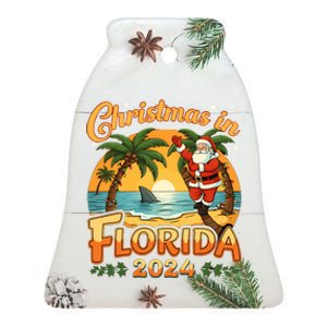 Christmas In Florida 2024 Family Vacation Ceramic Bell Ornament