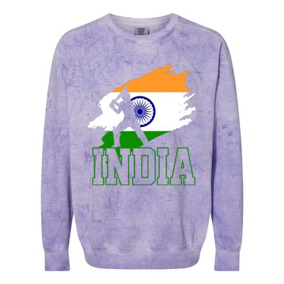 Cricket India Flag Patriotic Player Coach Gift Colorblast Crewneck Sweatshirt