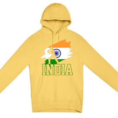 Cricket India Flag Patriotic Player Coach Gift Premium Pullover Hoodie