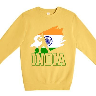 Cricket India Flag Patriotic Player Coach Gift Premium Crewneck Sweatshirt