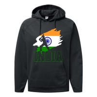 Cricket India Flag Patriotic Player Coach Gift Performance Fleece Hoodie