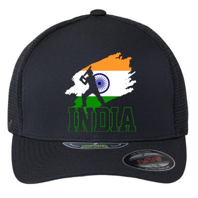 Cricket India Flag Patriotic Player Coach Gift Flexfit Unipanel Trucker Cap