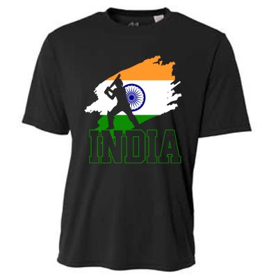 Cricket India Flag Patriotic Player Coach Gift Cooling Performance Crew T-Shirt