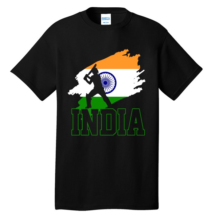 Cricket India Flag Patriotic Player Coach Gift Tall T-Shirt