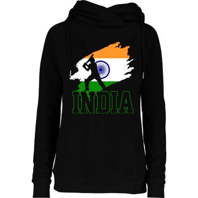 Cricket India Flag Patriotic Player Coach Gift Womens Funnel Neck Pullover Hood