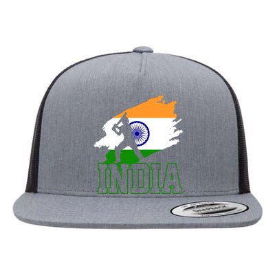 Cricket India Flag Patriotic Player Coach Gift Flat Bill Trucker Hat