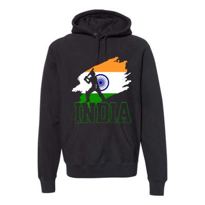 Cricket India Flag Patriotic Player Coach Gift Premium Hoodie