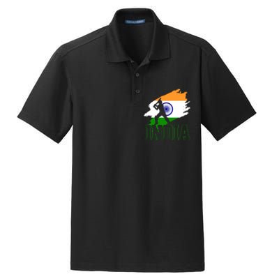 Cricket India Flag Patriotic Player Coach Gift Dry Zone Grid Polo