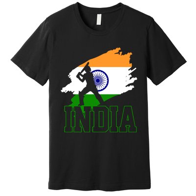 Cricket India Flag Patriotic Player Coach Gift Premium T-Shirt