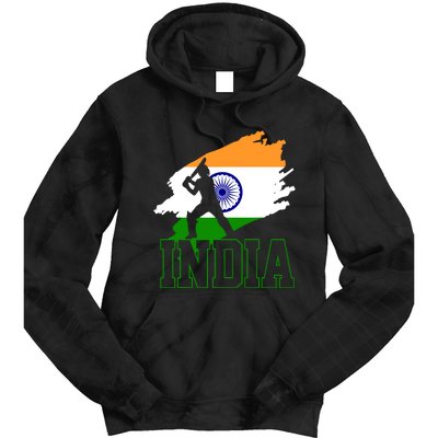 Cricket India Flag Patriotic Player Coach Gift Tie Dye Hoodie