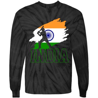 Cricket India Flag Patriotic Player Coach Gift Tie-Dye Long Sleeve Shirt