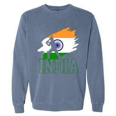 Cricket India Flag Patriotic Player Coach Gift Garment-Dyed Sweatshirt