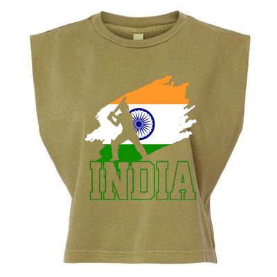 Cricket India Flag Patriotic Player Coach Gift Garment-Dyed Women's Muscle Tee