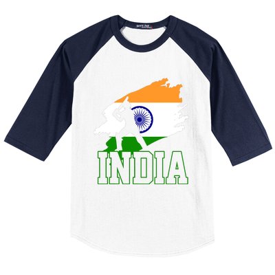 Cricket India Flag Patriotic Player Coach Gift Baseball Sleeve Shirt