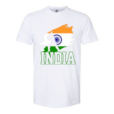 Cricket India Flag Patriotic Player Coach Gift Softstyle CVC T-Shirt