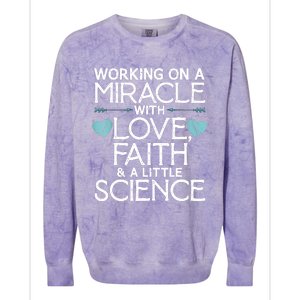 Cool IVF For  Wo Embryo Transfer Miracle Faith Science Colorblast Crewneck Sweatshirt