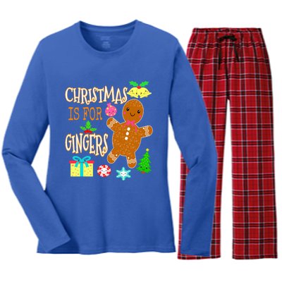 Christmas Is For Gingers Funny Redhead Gift Ginger Pride Gift Women's Long Sleeve Flannel Pajama Set 