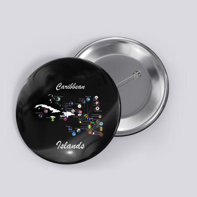 Caribbean Islands Flags And Map Caribbean Sea Vacations Button
