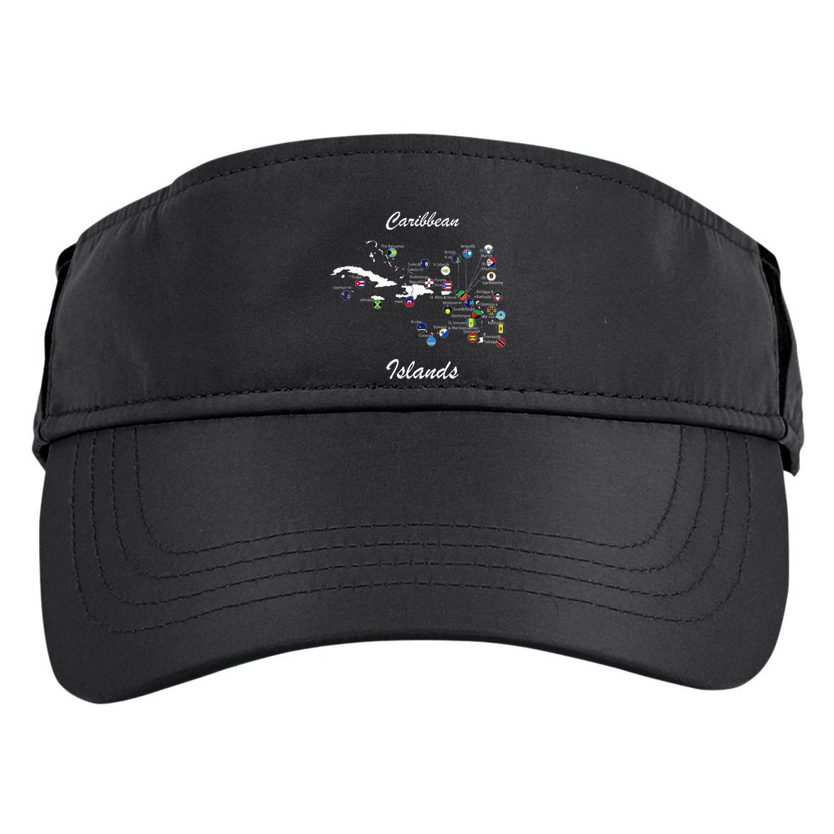 Caribbean Islands Flags And Map Caribbean Sea Vacations Adult Drive Performance Visor