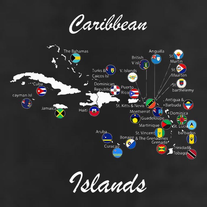Caribbean Islands Flags And Map Caribbean Sea Vacations Adult Drive Performance Visor