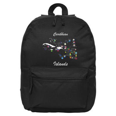 Caribbean Islands Flags And Map Caribbean Sea Vacations 16 in Basic Backpack