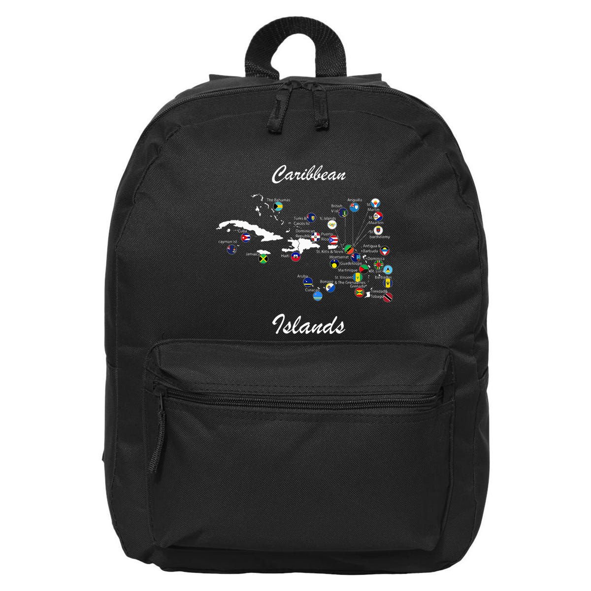 Caribbean Islands Flags And Map Caribbean Sea Vacations 16 in Basic Backpack