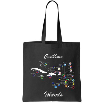 Caribbean Islands Flags And Map Caribbean Sea Vacations Bag