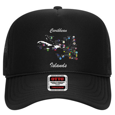 Caribbean Islands Flags And Map Caribbean Sea Vacations Trucker Hat